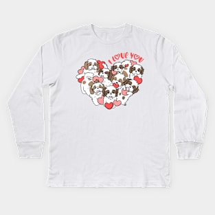 I love you cute valentines day gift for shih tzu lovers Kids Long Sleeve T-Shirt